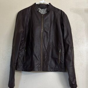George Women's Dark Brown Faux Leather Jacket size L 12-14